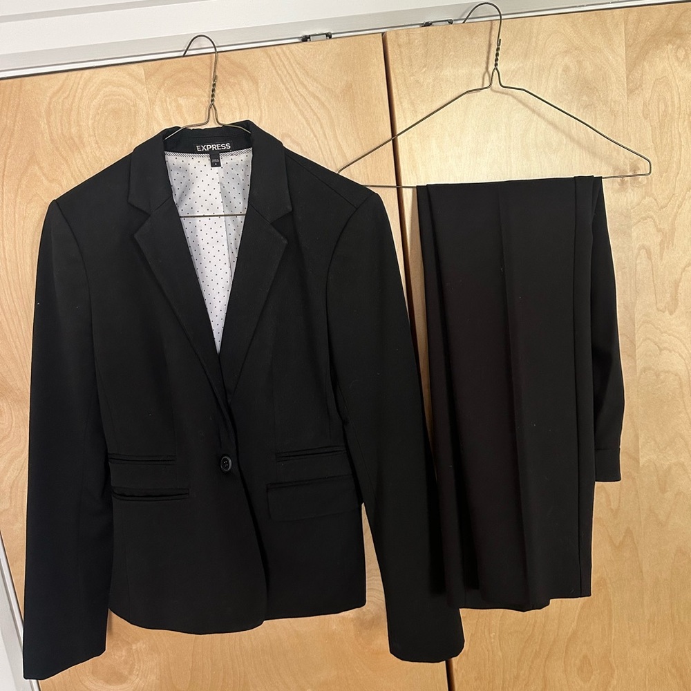 Express Women’s Black Suit (one button blazer + pants)